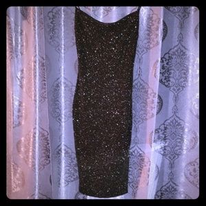 Black and Gold Sparkle Mini Dress